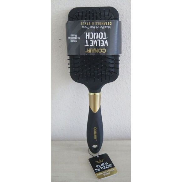 Conair #77205Z Black/Gold Velvet Touch Detangle & Style Hair Brush - Picture 3 of 4